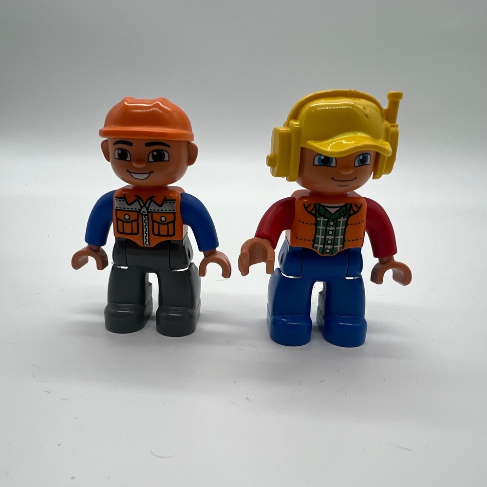 LEGO Duplo Construction Worker Figures Set 2 Minifigures Hard Hat Ear Protection